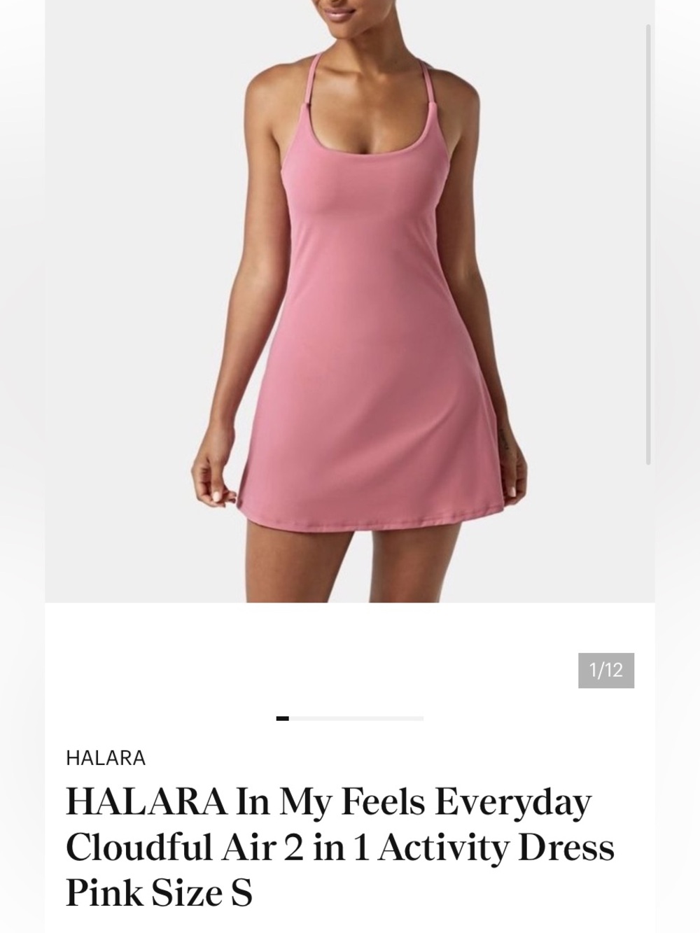 HALARA In My Feels Everyday Cloudful Air 2 in 1 Activity Dress Pink Size S